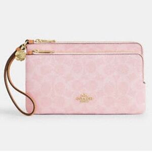 Coach Powder Pink Double-Zip Wristlet